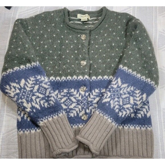 Eddie Bauer 100% Wool Fair Isle Cardigan Sweater Women’s Size L | Made in... - Picture 1 of 10